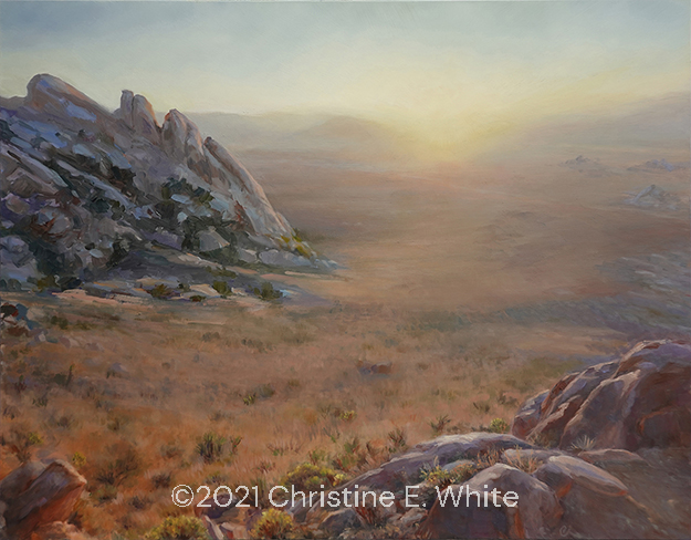Christine White, Art - Saddle Rock From Ryan Mountain, 14x18, oil on panel