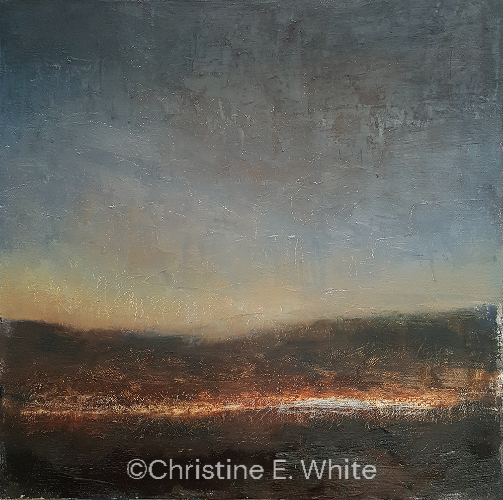 Christine White, Art - "Valley Lights", 20x20, oil on canvas