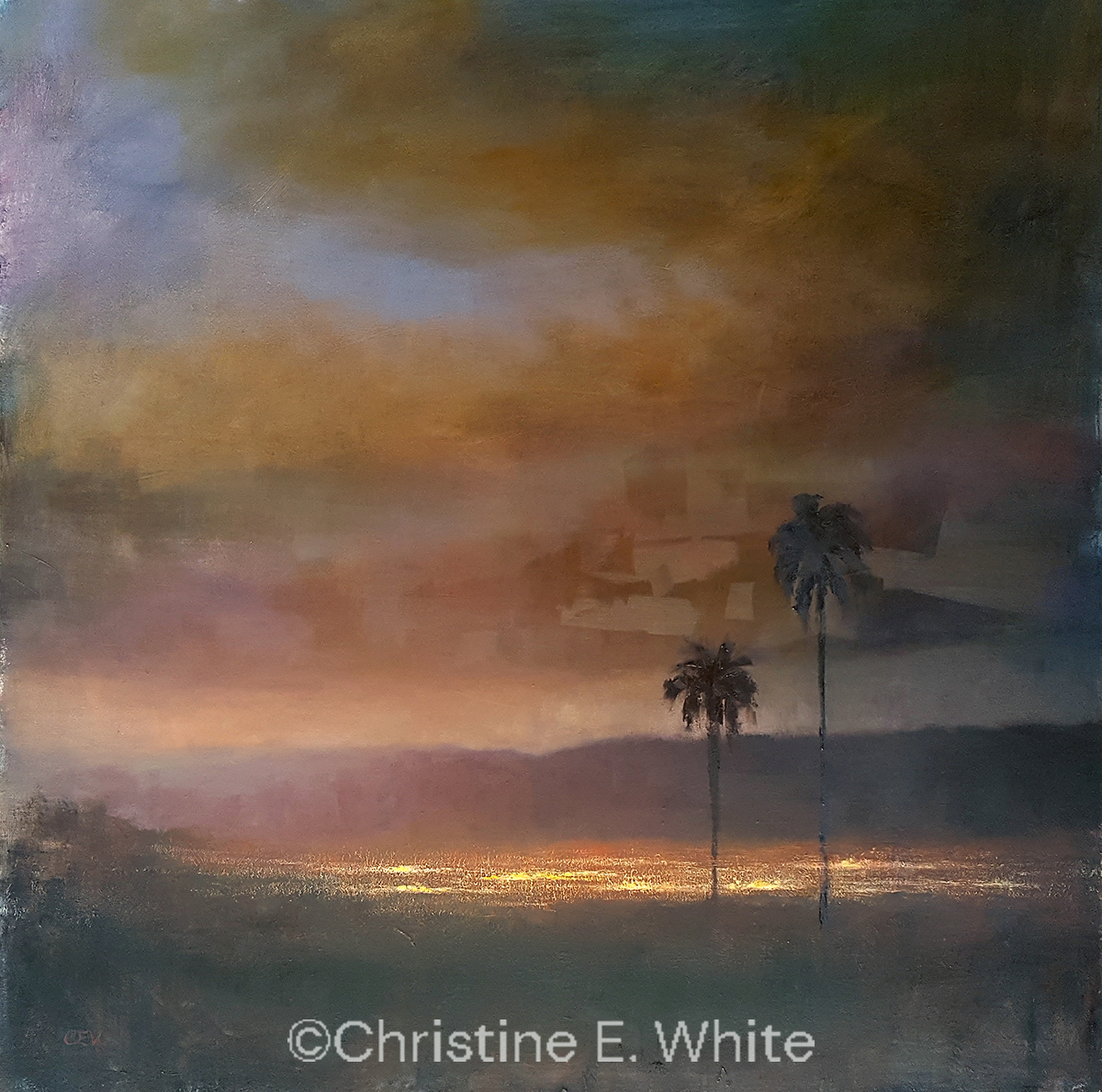 Christine White, Art - "Night Lights", 36x36, Oil on Canvas