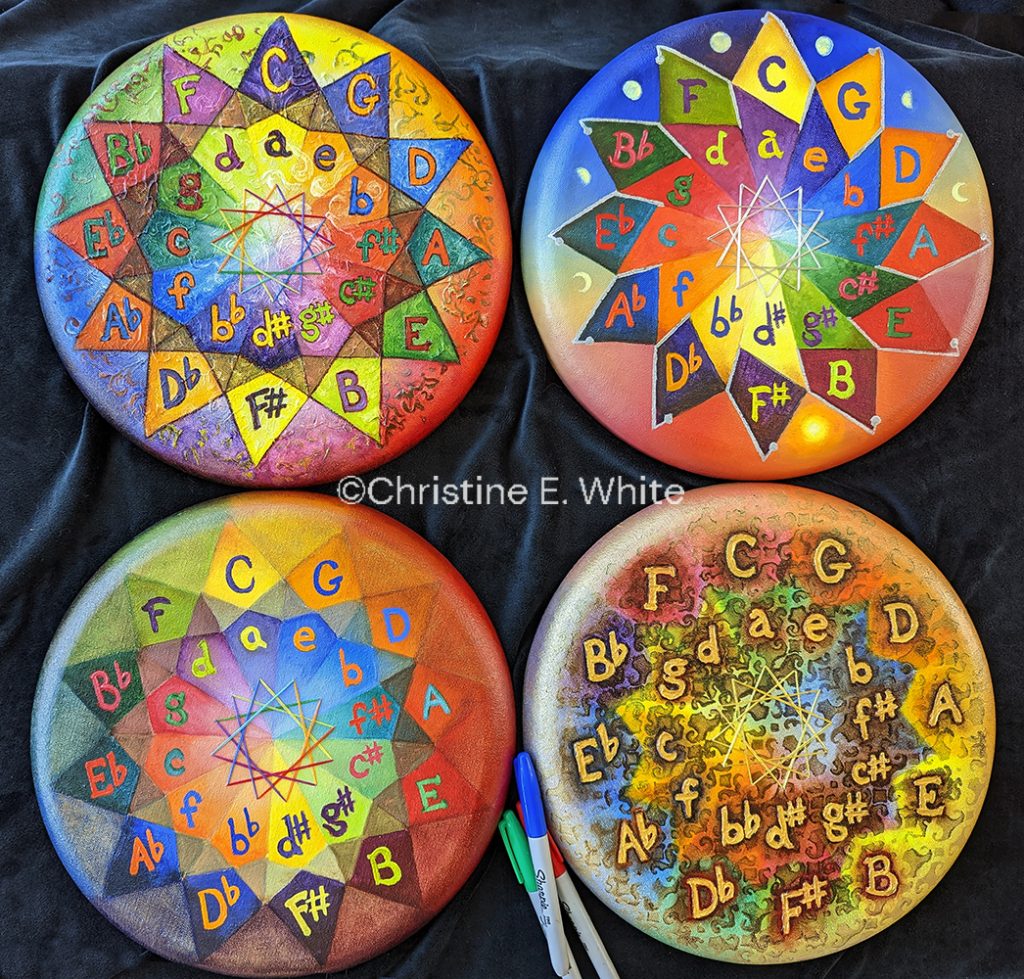 Christine White, Paint Harmonic - Circles of Sound & Light, 12 inch round, oil