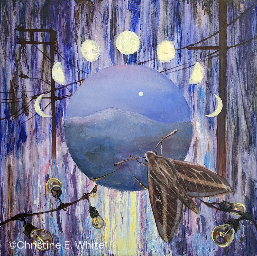Christine White - Paint Harmonic, IE Night, 36x36, acrylic and oil