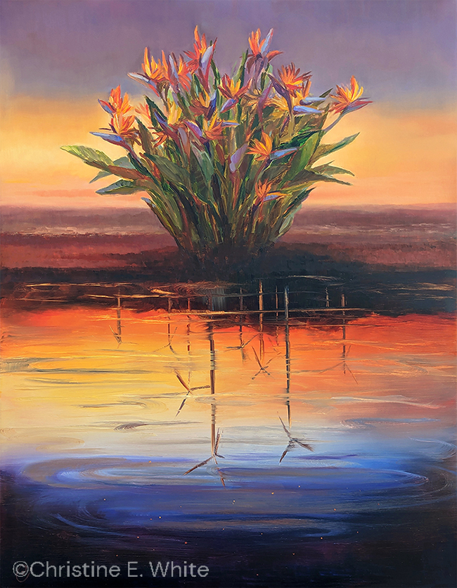 Christine White, Paint Harmonic - "Desert Birds", 18x14, oil on panel