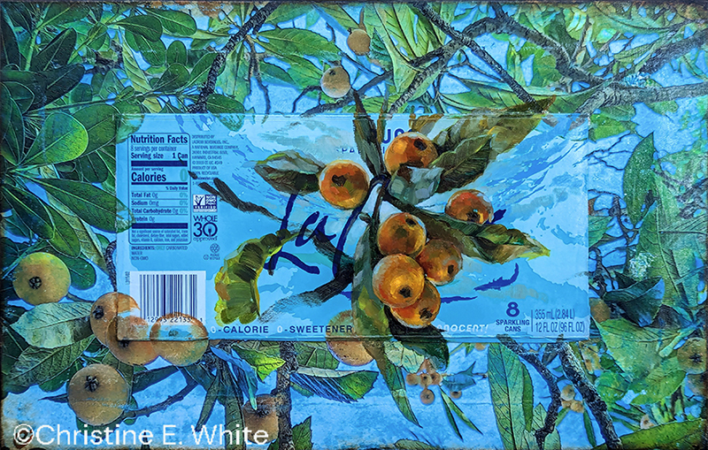 Original Painting by Christine White Art, Paint Harmonic, titled, "LaQuats, Pure", oil on paperboard, photography & acrylic, 10.5x16.5 inches