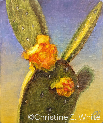 Christine White Art - original oil painting titled "Golden", 4.75x4 inches, oil on wood